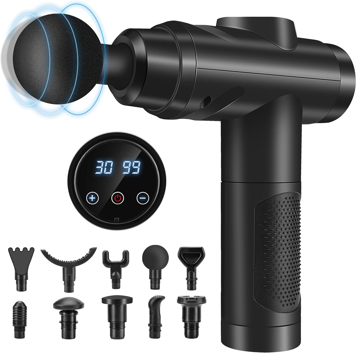 Pistolet De Massage, Pistolet Massage Pistolet Massage Musculaire Massage Gun 30 Vitesses Avec écran Lcd 10 Embouts Pour Dos épaules, Jambes, Muscles (noir)