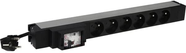 MULTIPRISE 19" 1U 6 PRISES AVEC DISJONCTEUR DIFFERENTIEL 30 mA