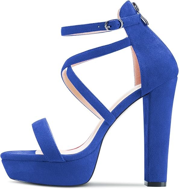 Femmes Haut High Talon Heel Plate-forme Ouvert Bout Lanières Croisées Sandales Lanières Cheville 13