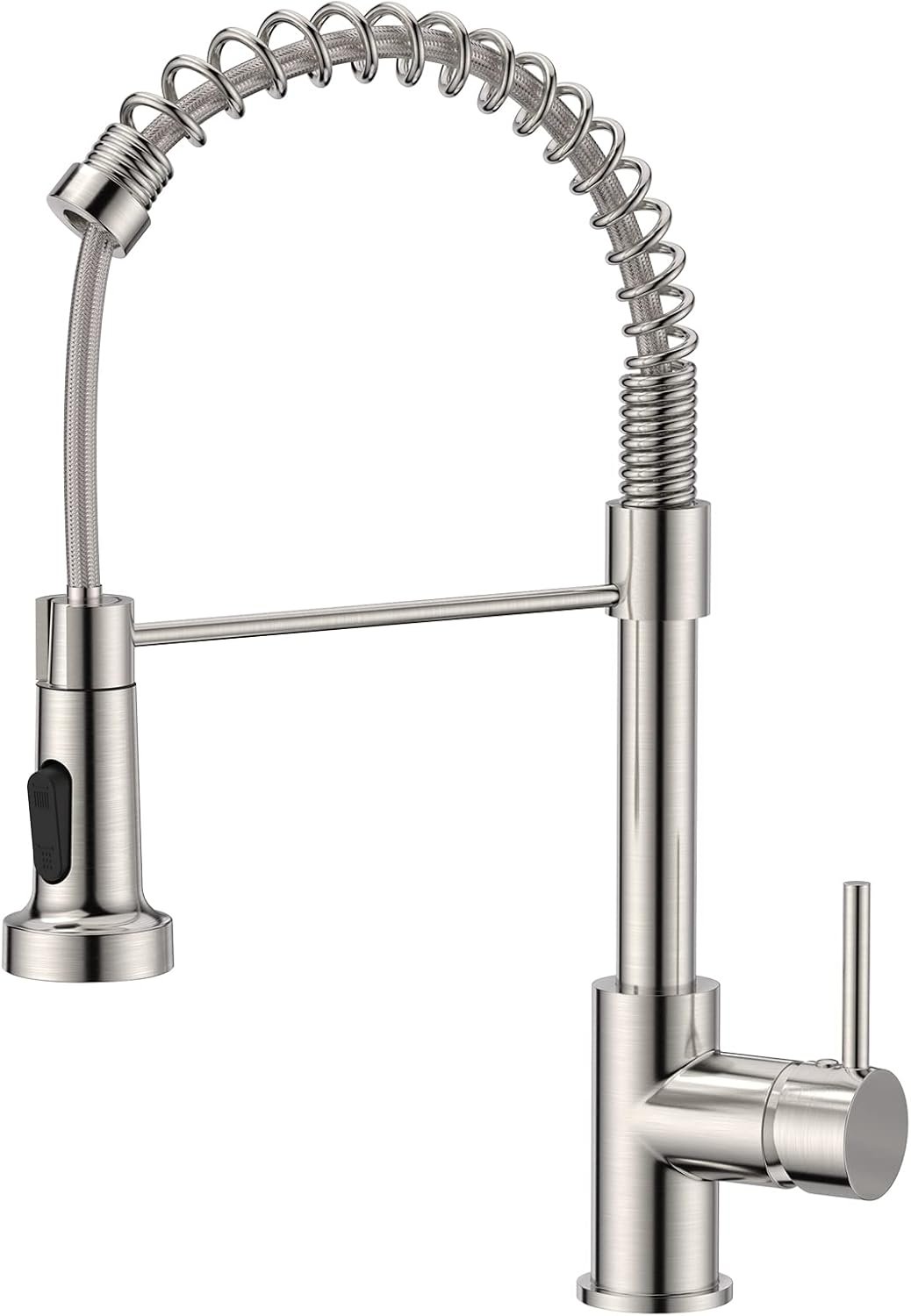 Robinet Cuisine, Mitigeur Cuisine Avec Douchette Pivotant à 360° d'Évier à Arc Élevé Pulvérisateur Escamotable 2 Modes, Acier Inoxydable