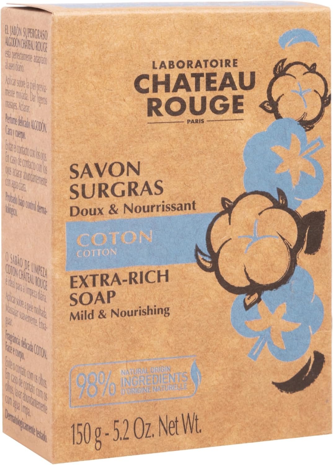 Savon Surgras Hydratant à la Fleur de Coton - 150g - Anti-Démangeaisons - Peaux Sèches et Sensibles - Éclat Naturel, Hydratation Intense