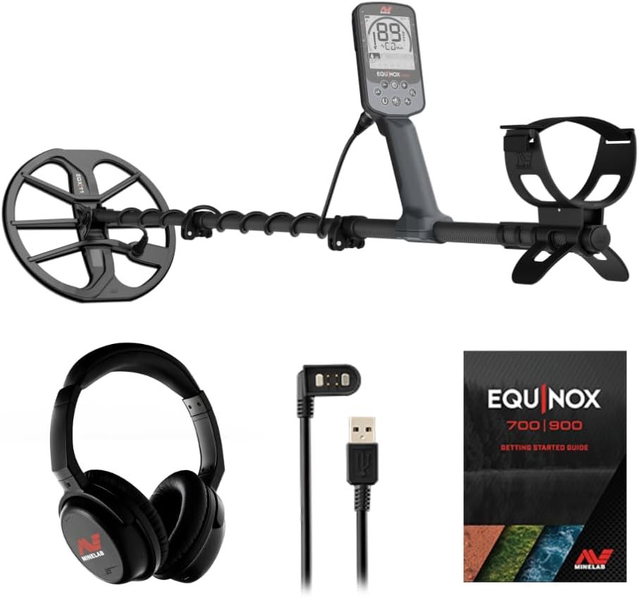 MINELAB Equinox 900 Détecteur de métaux pliables multi-fréquences pour adultes avec bobines double-D étanches EQX 11" et 6" (option pour 6 fréquences simples, 4 modes de détection, écouteurs sans fil inclus)