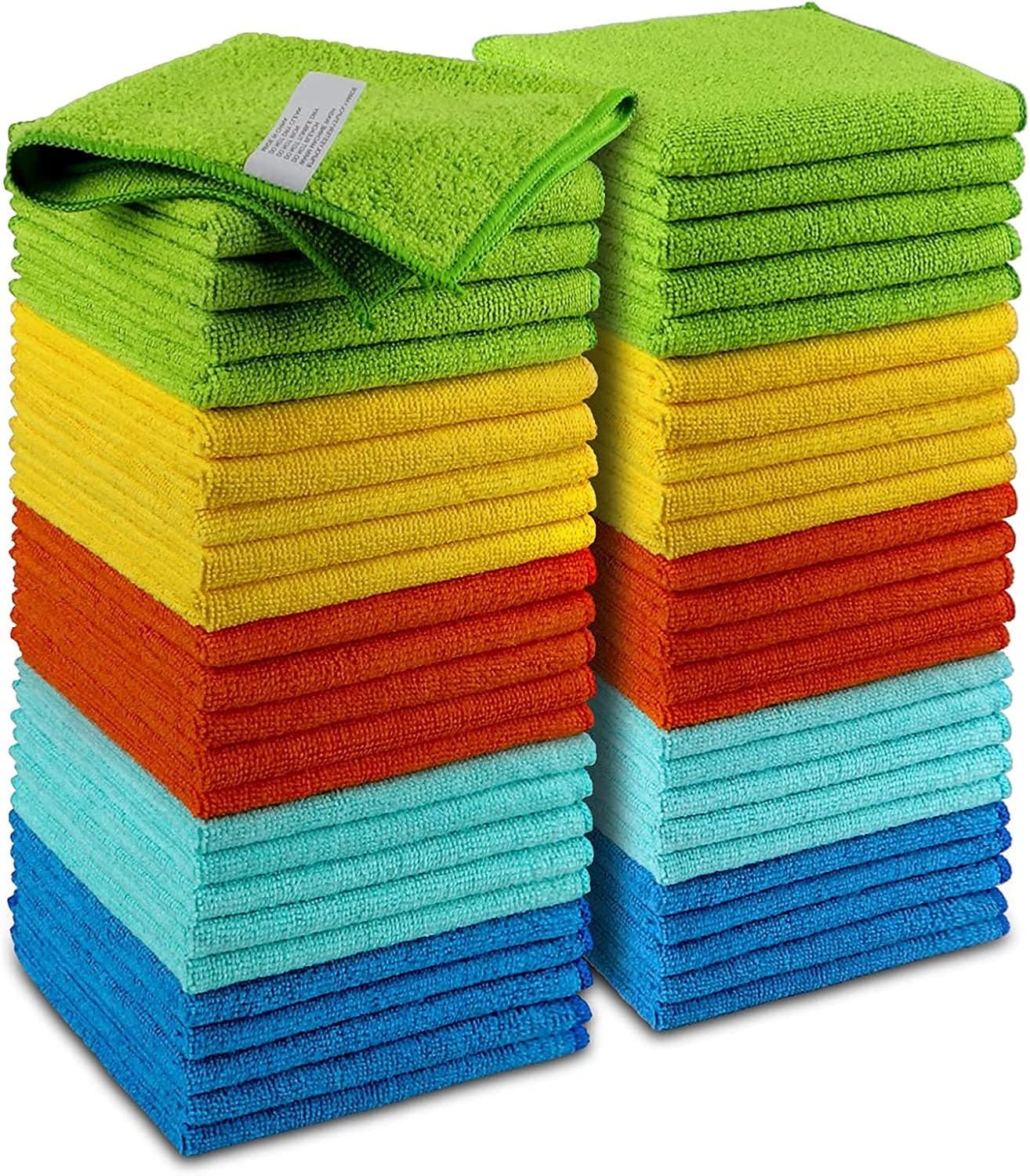 Lot de 50 Chiffons de Nettoyage en Microfibre de qualité supérieure - Non Pelucheux, Anti-Rayures - Absorbants - pour Voitures, SUV, camions et Bateaux - 30 x 30 cm