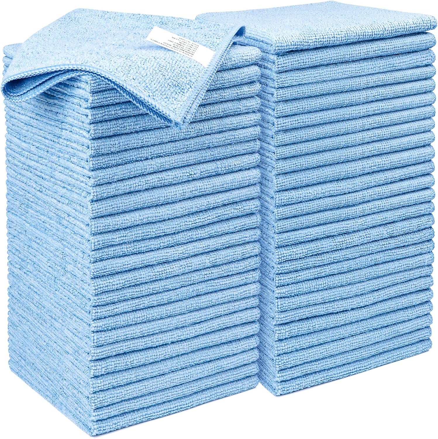 Lot de 50 chiffons en microfibre, chiffon réutilisable sans peluches, lavable sans laisser de traces, chiffon de nettoyage, pour la maison, la cuisine, la voiture, la moto, les fenêtres, 30 x 30