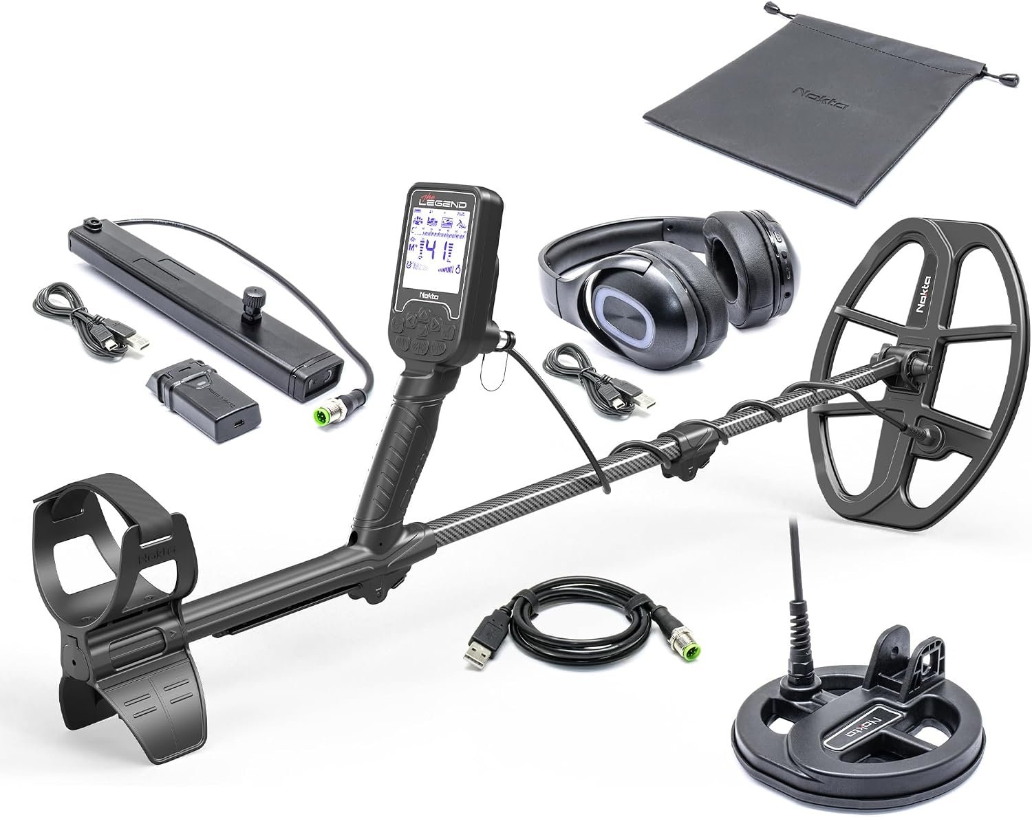 Nokta The Legend PRO Pack Détecteur de métaux, Détecteur étanche pour adultes avec écouteurs sans fil, longue durée de vie de la batterie