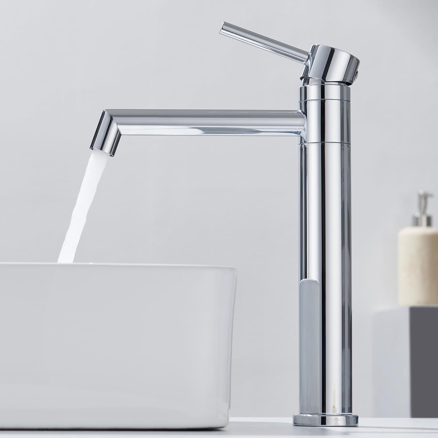 Robinet Lavabo, Rotation à 360 Degrés Possible Design Moderne de Mitigeur Salle Bain, Chaude et Froide Réglable Mitigeur Vasque à Poser, Chromé