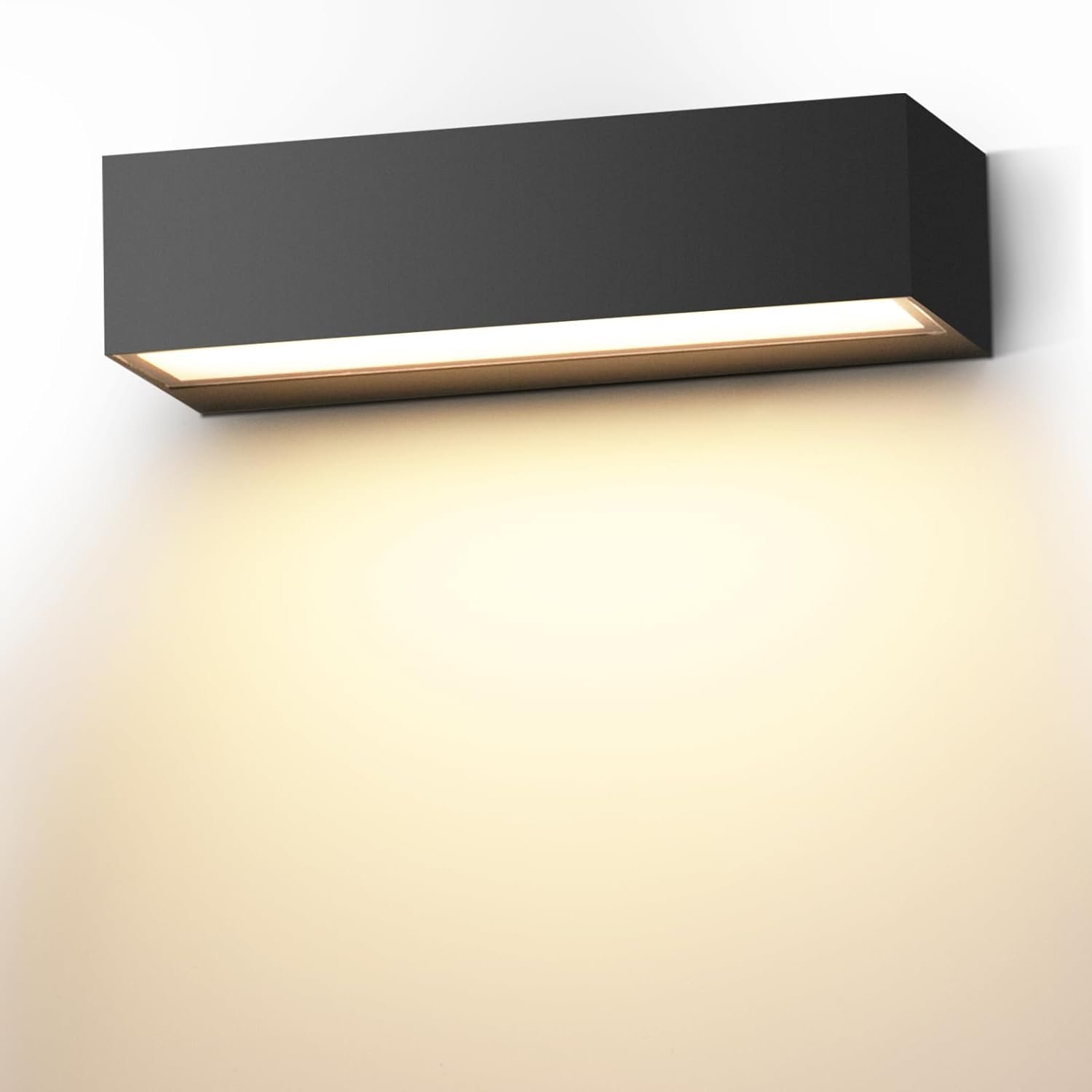 12W Applique Murale Interieur/Exterieur 20cm Noire Appliques Murales LED 3000K Blanc Chaud Etanche IP65 Applique Exterieur