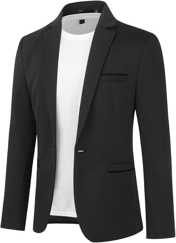 lazer Homme Veste de Costume Slim Fit Un Bouton Veston Blazer Homme Casual Elégant Formel pour Mariage Business Soirée