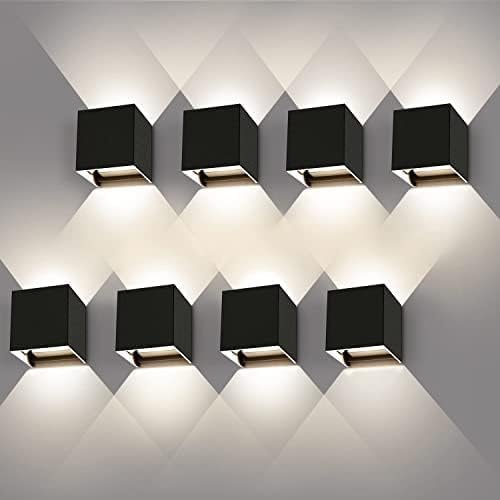 8 Pièces Appliques murales 12W Angle de Faisceau Réglable Étanche IP65 Éclairage Mural d'Extérieur Natural 4000K Applique Murale Interieur