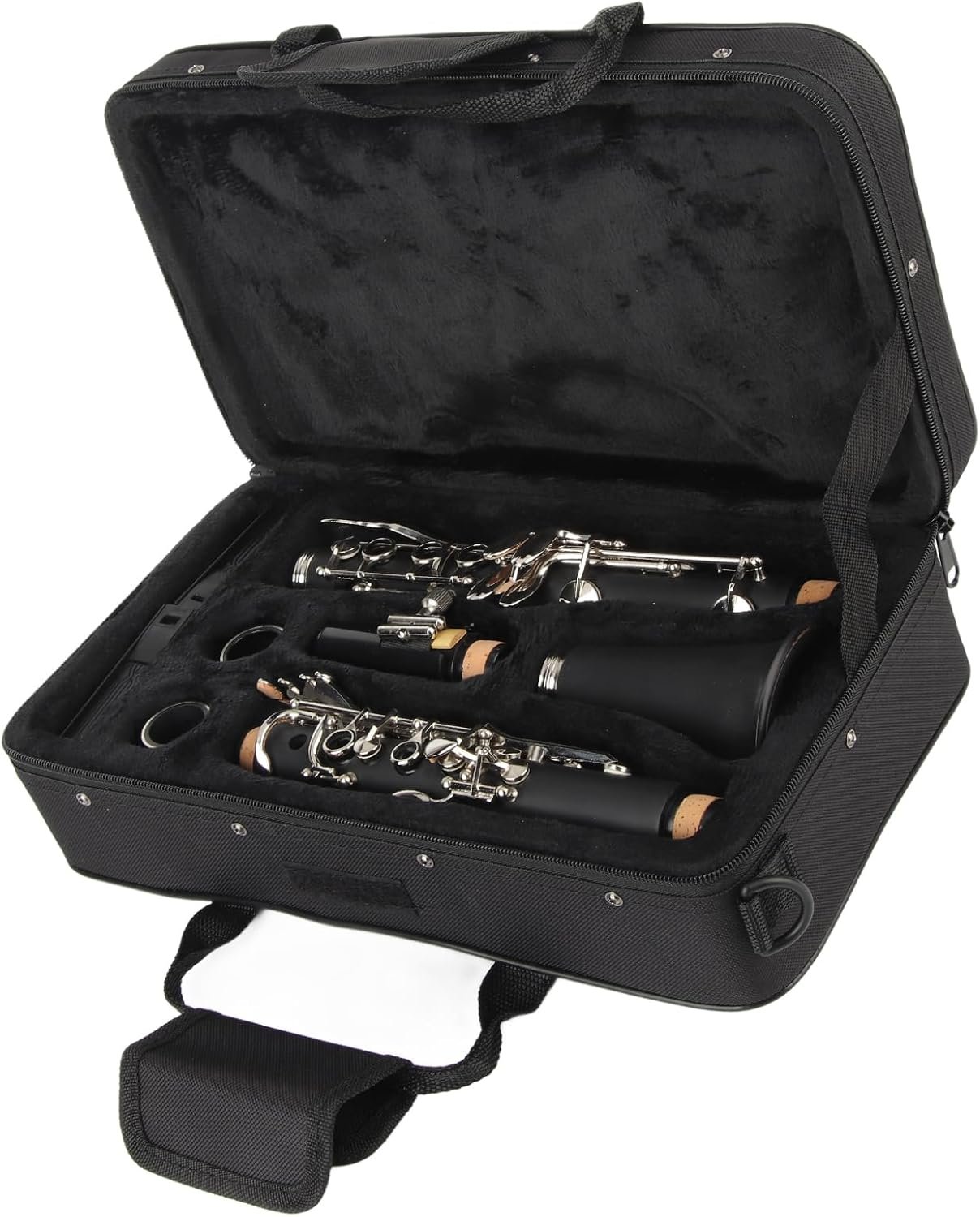 Ensemble de Clarinette Sib à 17 Touches, Clarinette Sib en Bois avec Chiffon de Nettoyage, Coffret de Tournevis à Roseaux pour Instrument de Musique Débutant
