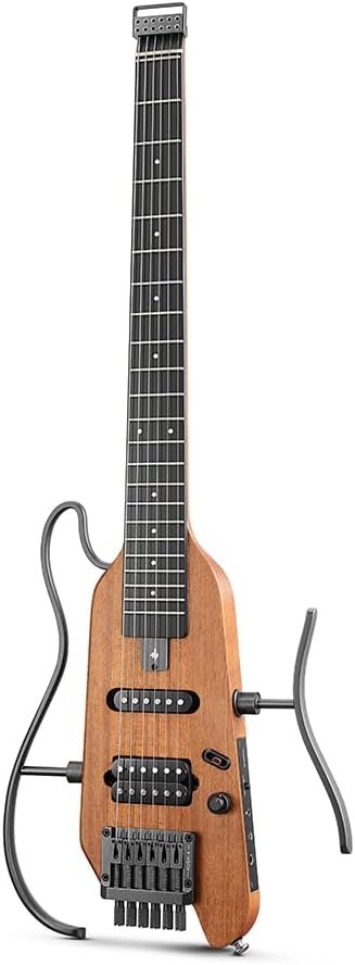 Guitare Électrique - Guitare Headless Ultralégère, Idéale pour les Voyages et l'Entraînement, Corps en Acajou Massif avec Cadres Faciles à Assembler, Tous les Accessoires
