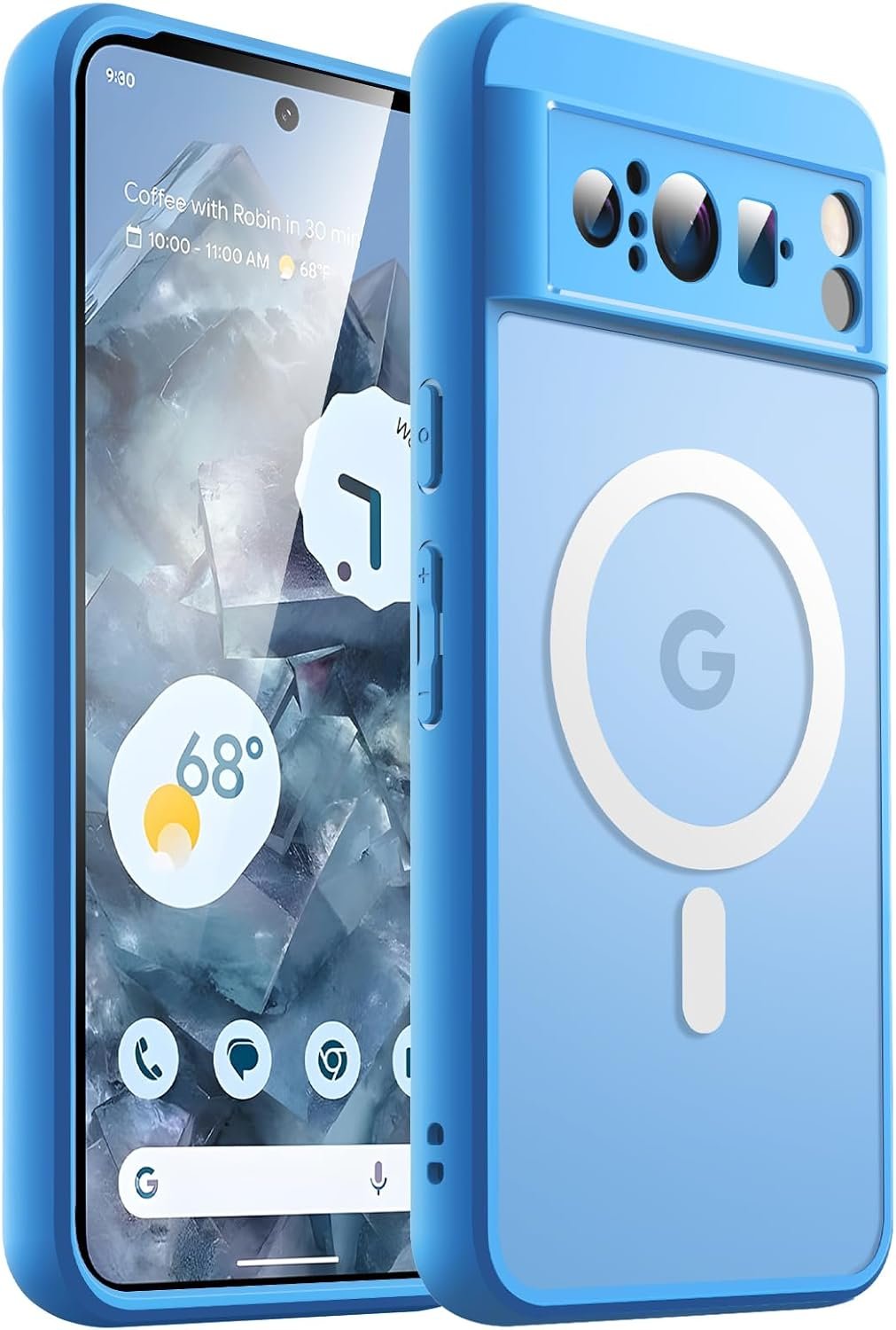 JETech Coque Magnétique pour Google Pixel 8 Pro 6,7 Pouces 2023, Compatible avec MagSafe, Étui Housse Antichoc (Bleu Azur)