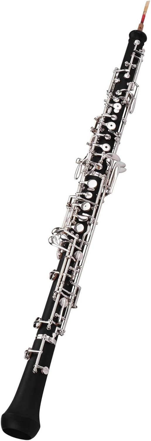Instrument de hautbois professionnel pour hautbois avec touches semi-automatiques nickelées et gants en roseau, étui en cuir