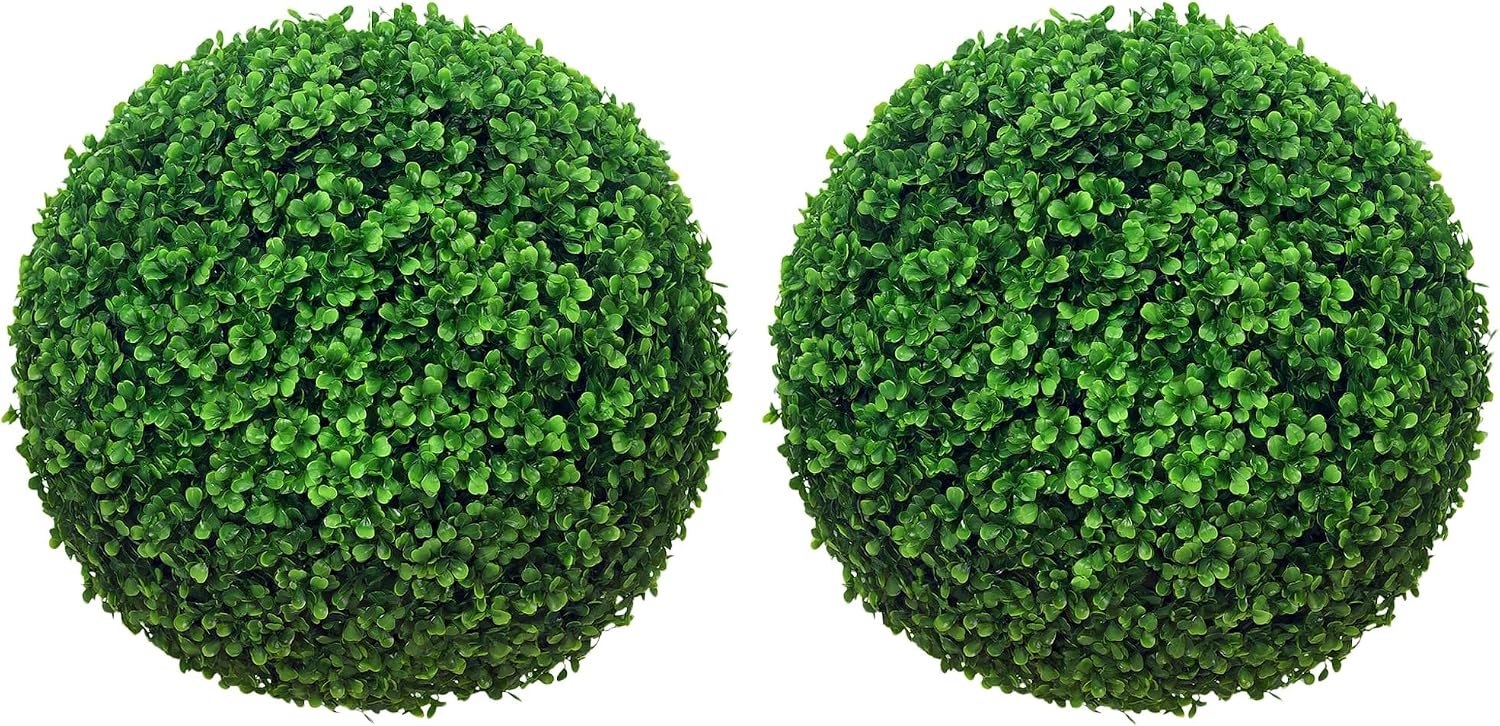 Lot de 2 Boules de buis artificielles 40 cm Protection UV Vert