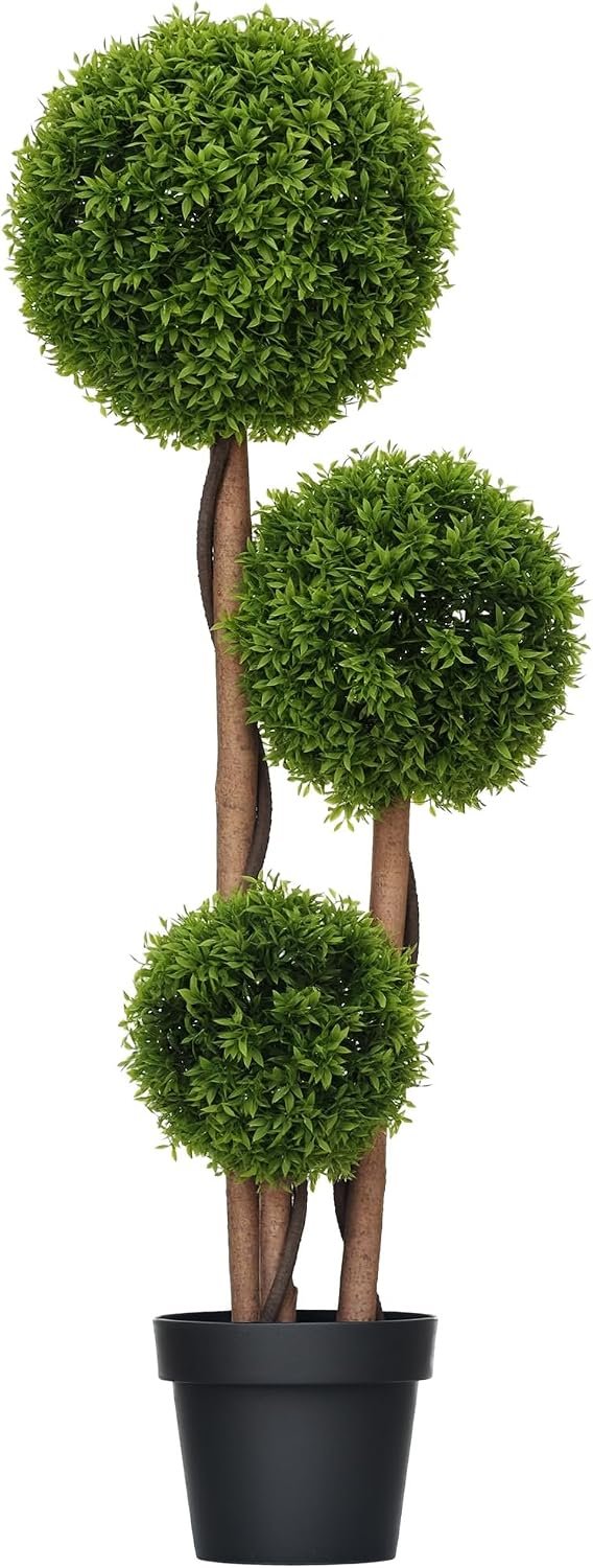 Arbre Artificiel Buis avec 3 Boules 110 cm Vert