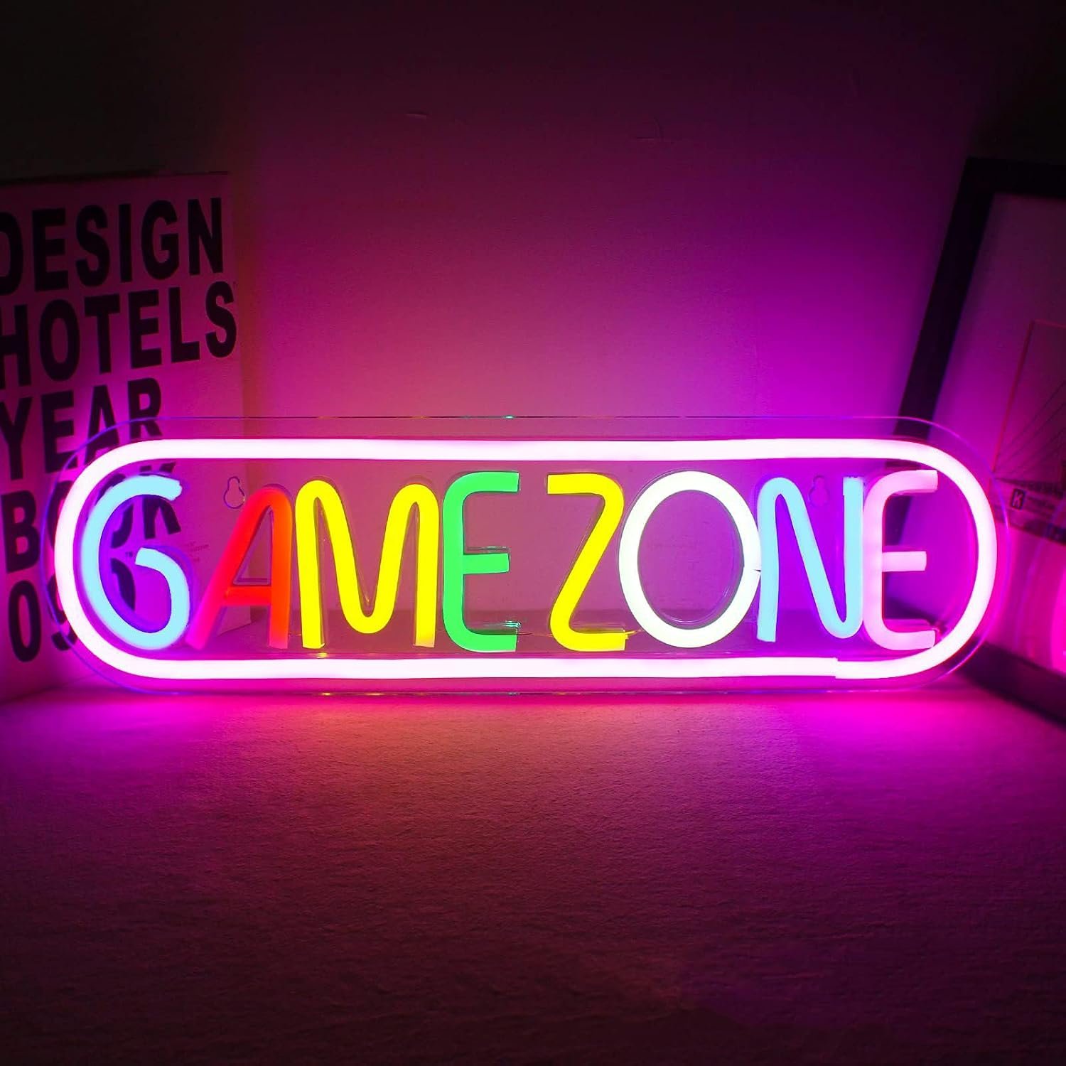 GAME ZONE Neon Sign - Lampe néon en acrylique pour jeux vidéo – Décoration murale à DEL