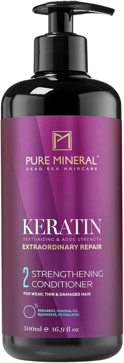 Après-Shampooing à la Kératine pour Cheveux Doux et Forts - Démêlant, Nourrissant, Anti-Frisottis - Sans sulfates, parabènes, petrolates - 500ml