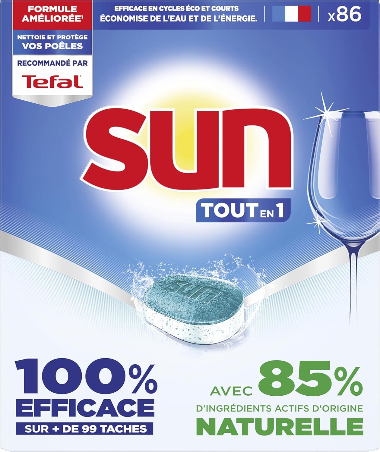 pastilles lave-vaisselle Tout en 1 Regular - 86 tablettes - avec 85% d'ingrédients d'origine naturelle - 100% efficace sur + de 99 taches