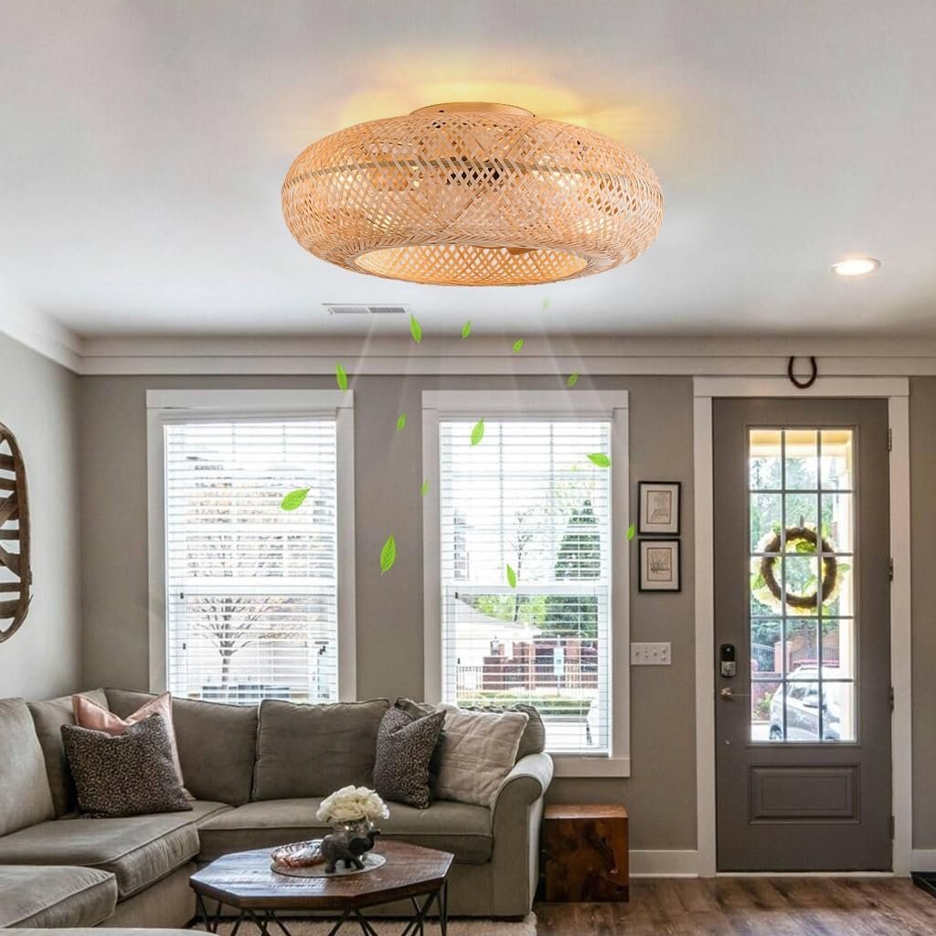 Ventilateur De Plafond Avec Lumière E27 Rétro Bohemian