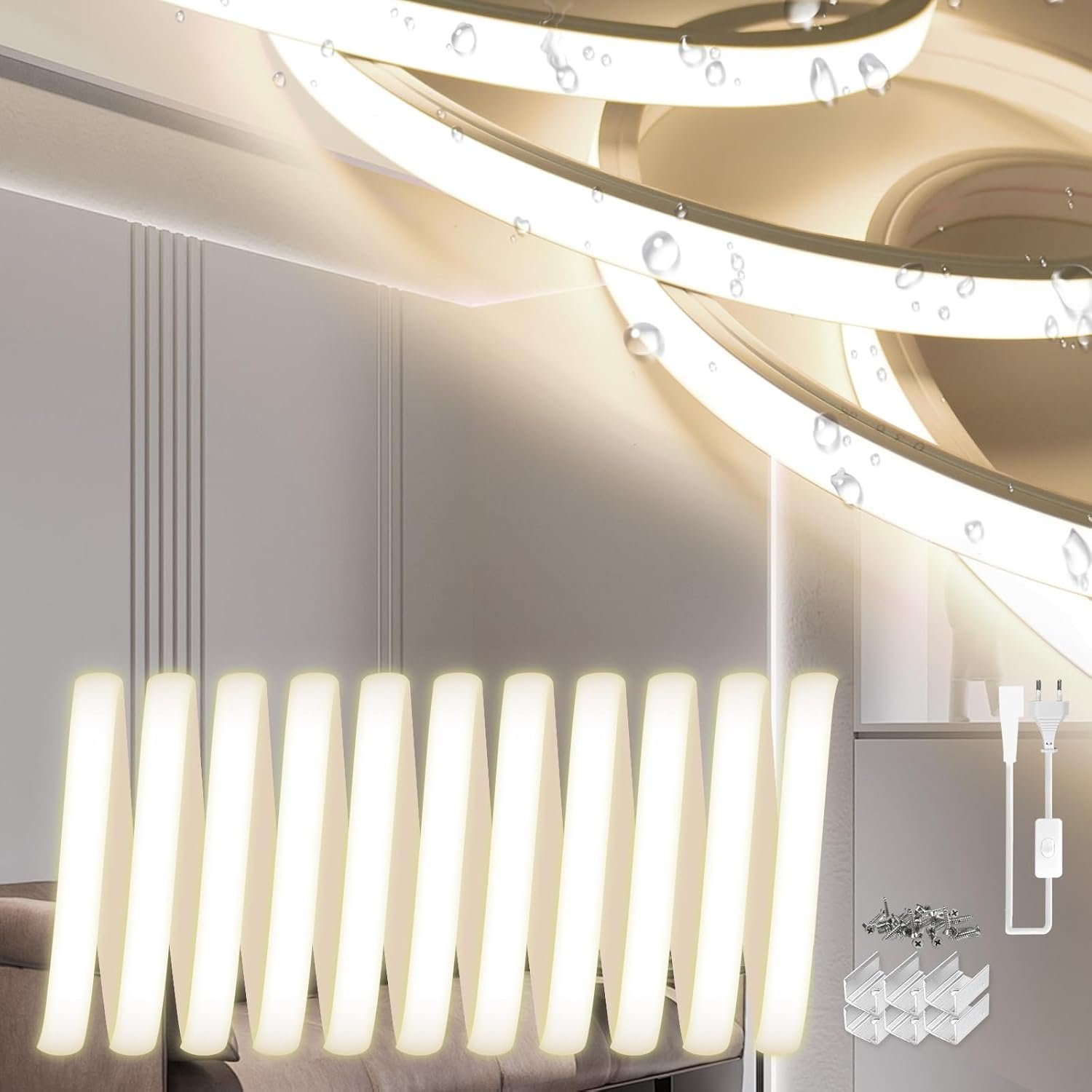 Neon Ruban LED Exterieur 5m, Silicone Néon Bandeau Led 220V