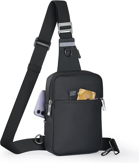 Sac à Bandoulière pour homme et femme, Sling Bag avec blocage RFID, petit sac à bandoulière étanche, Sac Banane Bandouliere pour Voyage Sports de Plein Air