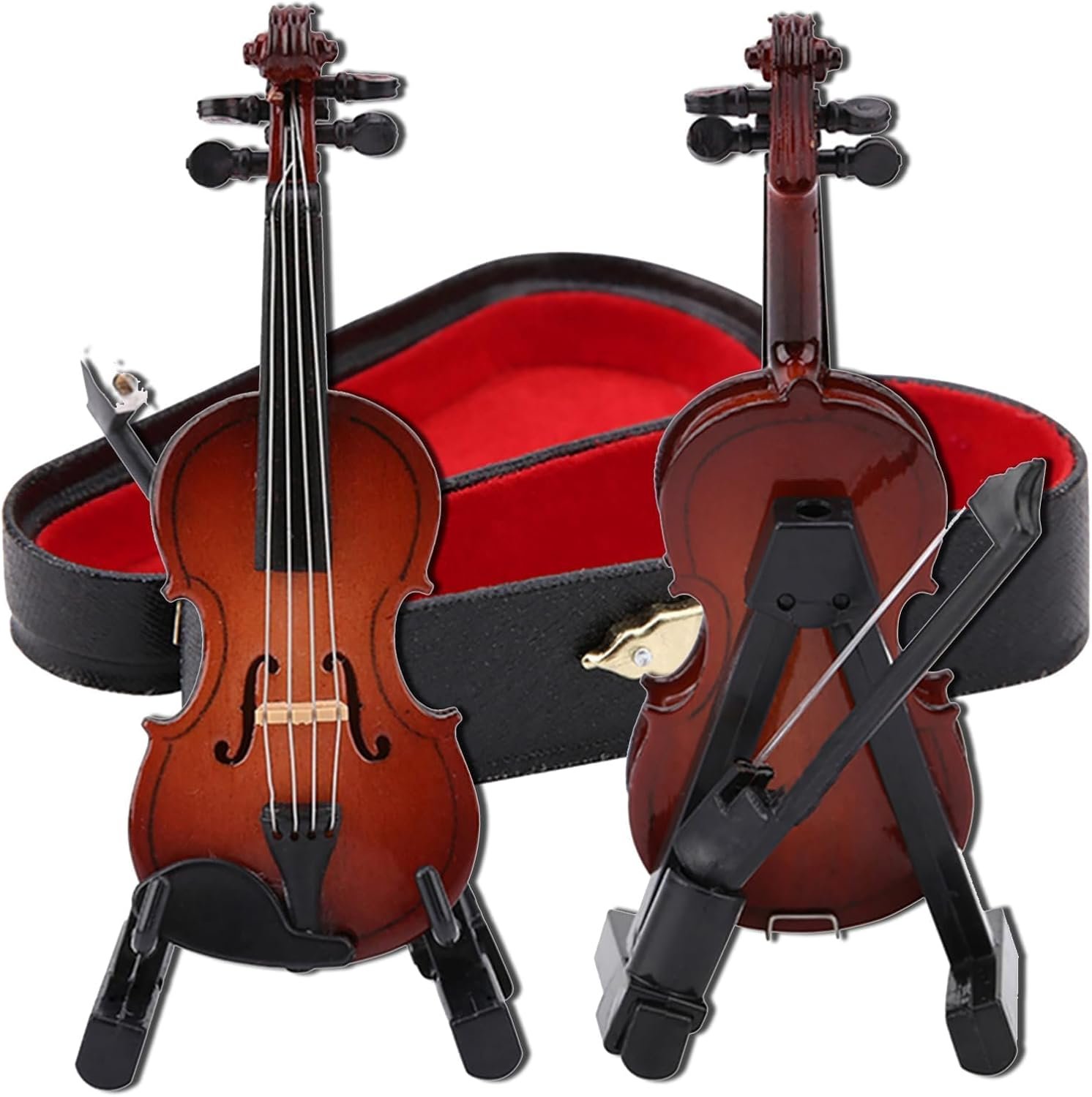 violon miniature Corps en noyer et cordes en alliage Instrument de musique miniature Décoration, Accessoires pour maison de poupée