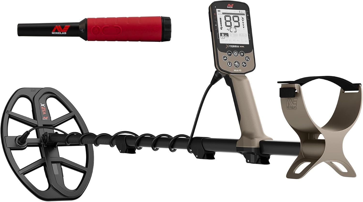 MINELAB X-Terra Elite Bundle, étanche, détecteur de métaux tout terrain pour adultes, ciblage de précision multi-IQ avec technologie multi-fréquence simultanée, comprend PRO-FIND 40 Pinpointer