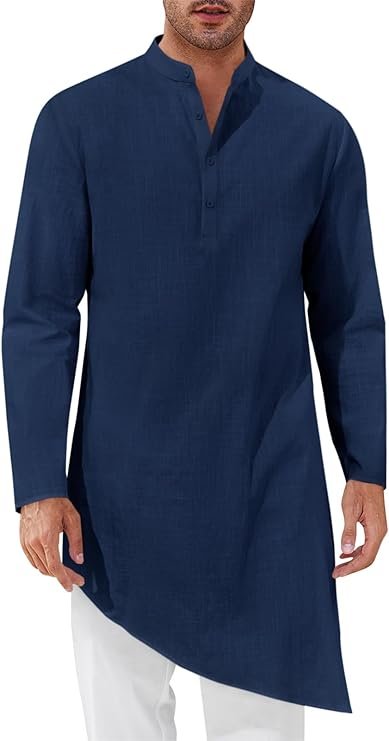 Kaftan Homme en Coton – Tunique Thobe / Kurta à Manches Longues