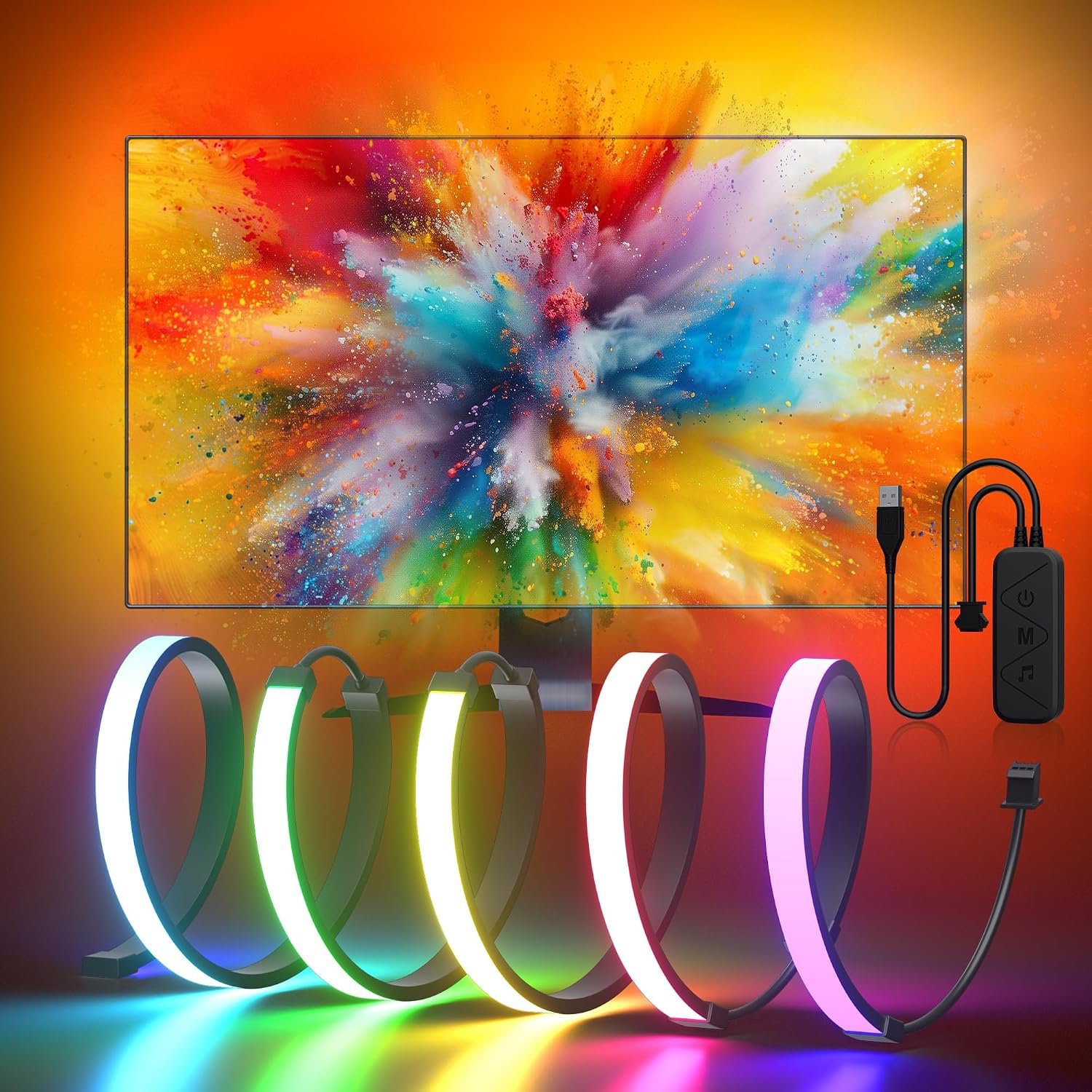 Monitor Light, rétroéclairage avec effet de synchronisation des couleurs de l'écran pour moniteur 24pouces
