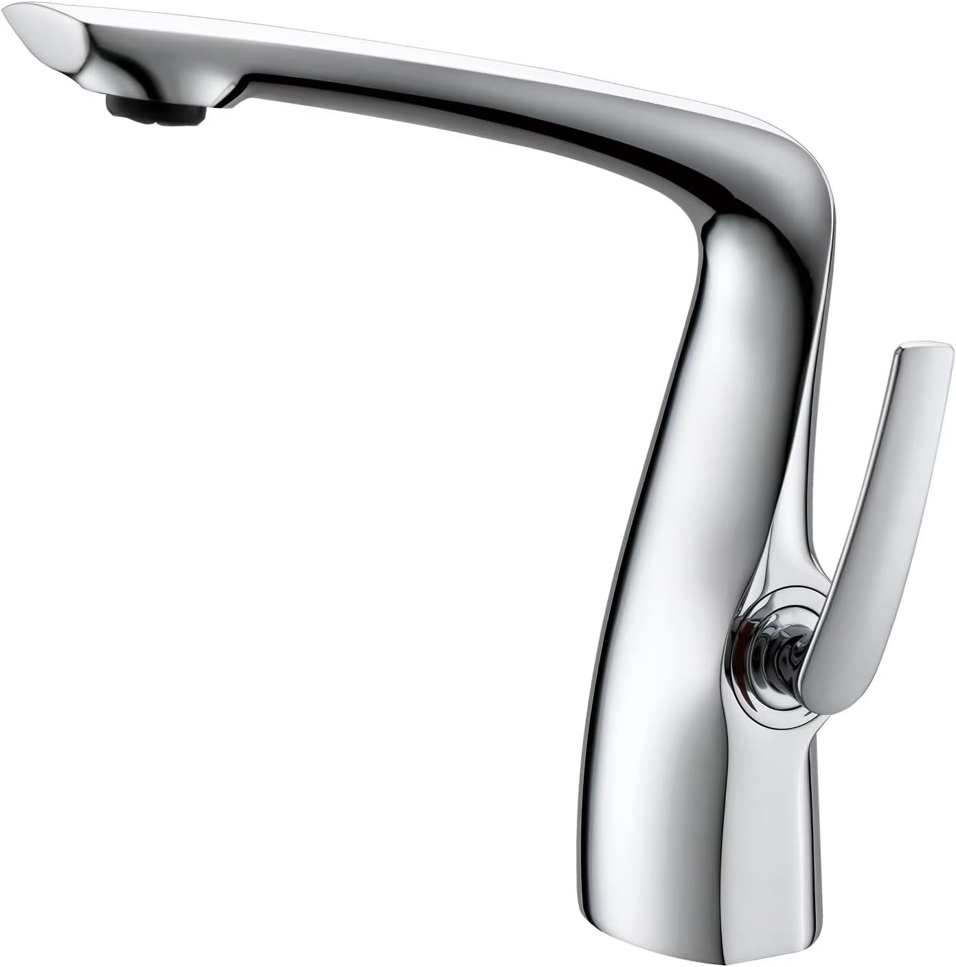 Mitigeur Lavabo Haut Grand Format en Laiton Massif, Robinet Salle de Bain Monocommande avec Cartouche Céramique et Mousseur Économiseur d’Eau, Finition Chromé
