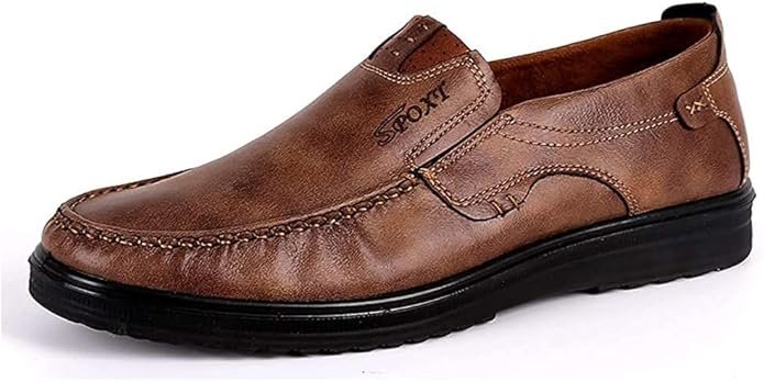 Hommes Casual Driving Shoes Cuir Loafers Antidérapant Outdoor Dress Boat Walking Chaussures de Marche Confortables Chaussures Plates