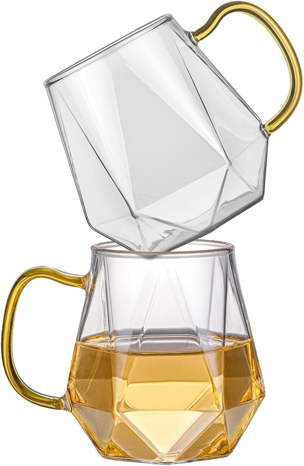 Lot de 2 tasses à café en verre borosilicate résistant à la chaleur pour cappuccino, expresso, thé, lait, jus, bière et boissons chaudes/froides 300 ml