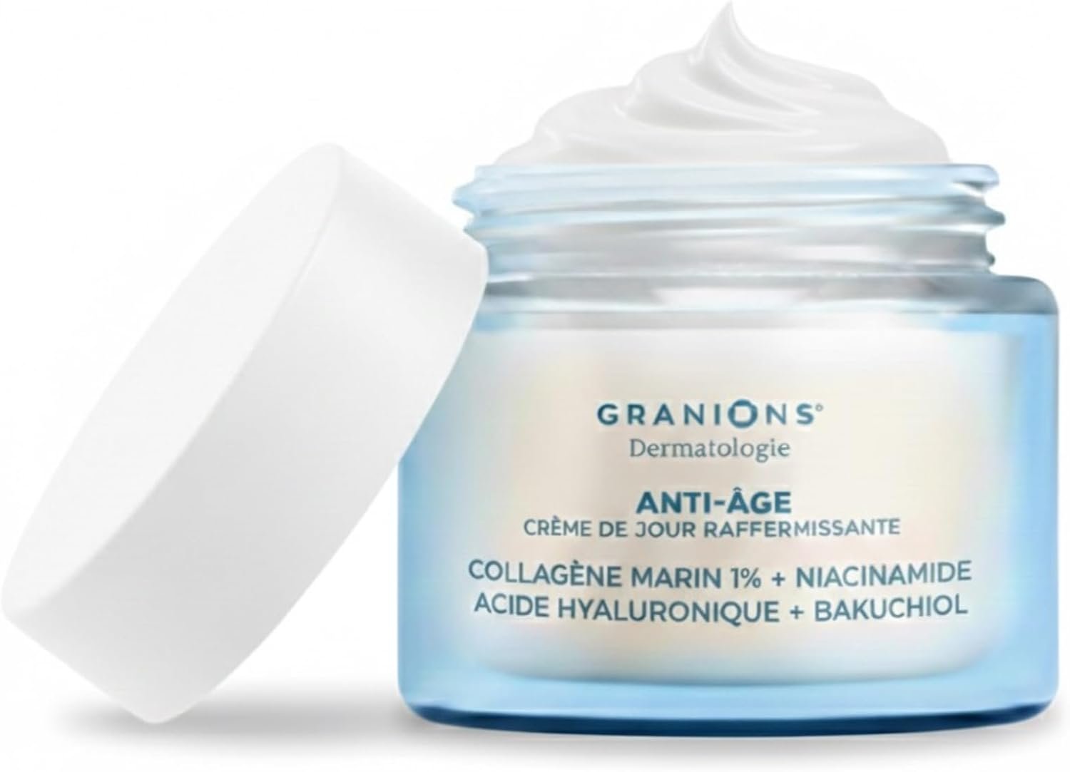 Creme de JOUR - RAFFERMISSANTE - Hydratante Visage Action Anti Ride - Collagene marin, Acide Hyaluronique, Bakuchiol - Femme Collagene - GRANIONS - 50 ml