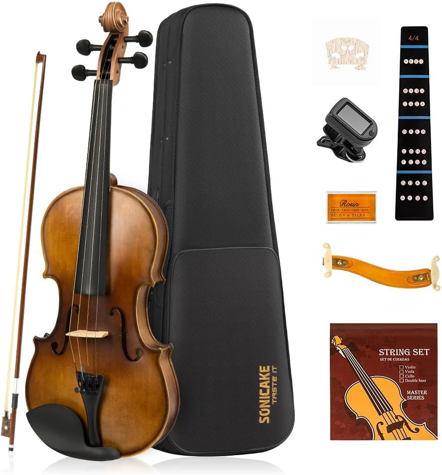 Violon 4/4 en Bois Massif pour Adultes Set Complet
