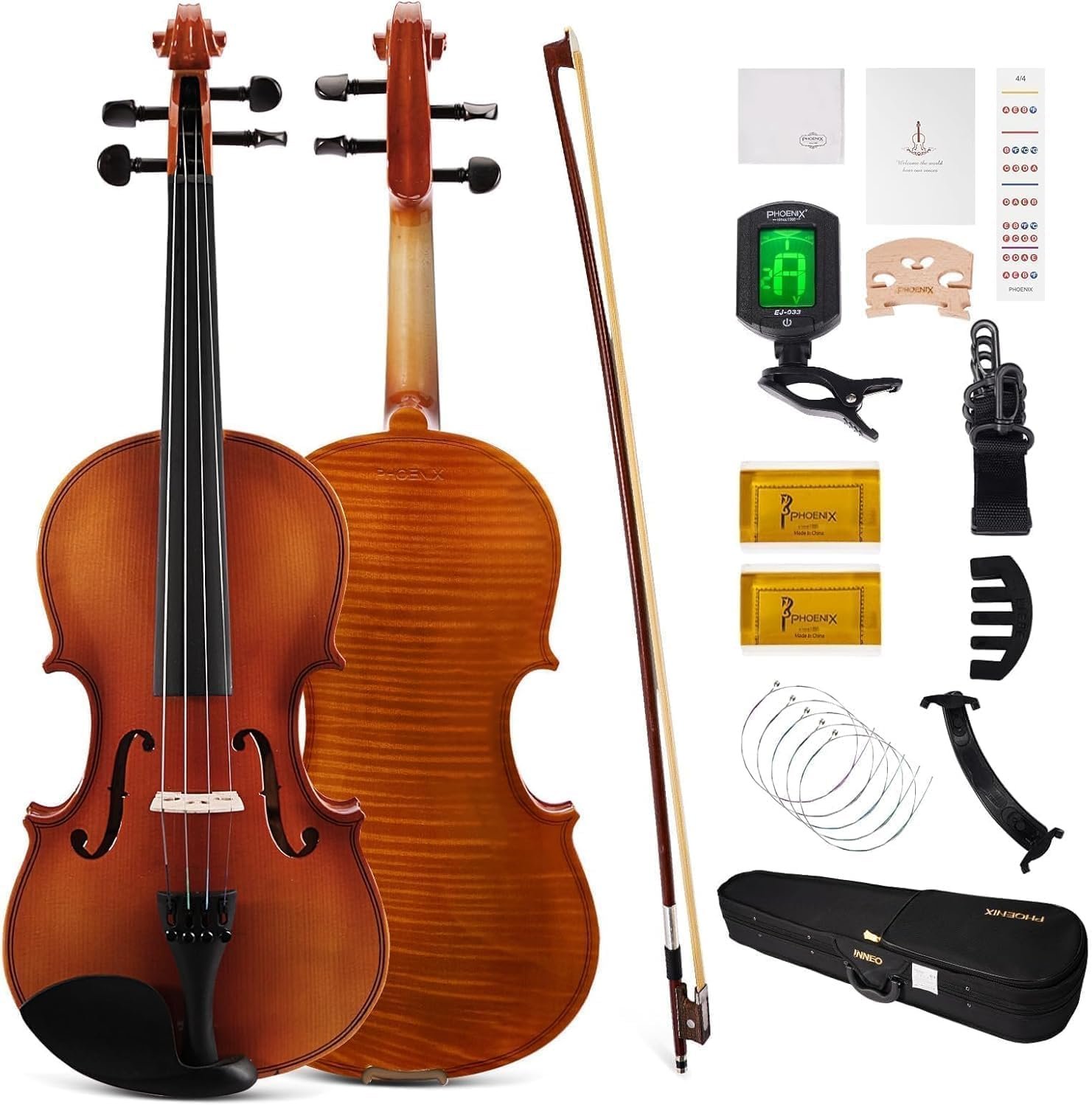 Violon 4/4 adulte Kit complet pour, Ensemble de Violon Pour Débutants Adultes Avec archet