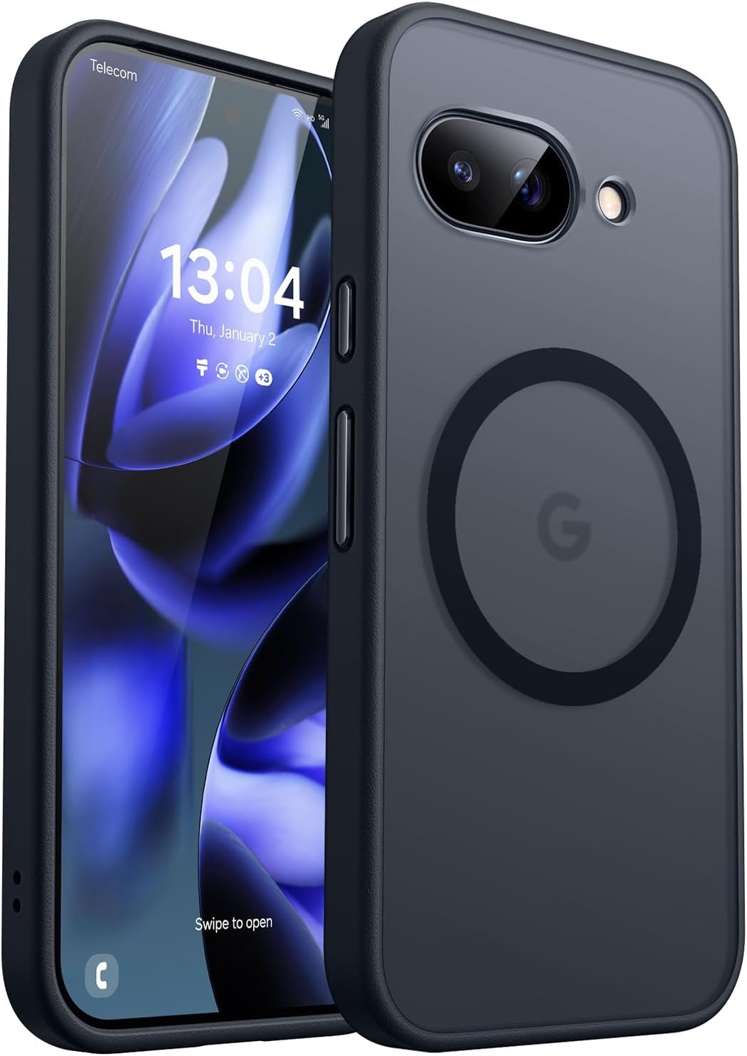 CANSHN Coque Magnétique pour Google Pixel 9a (6,3 Pouces), [Protection Complète de l'appareil Photo] Noir