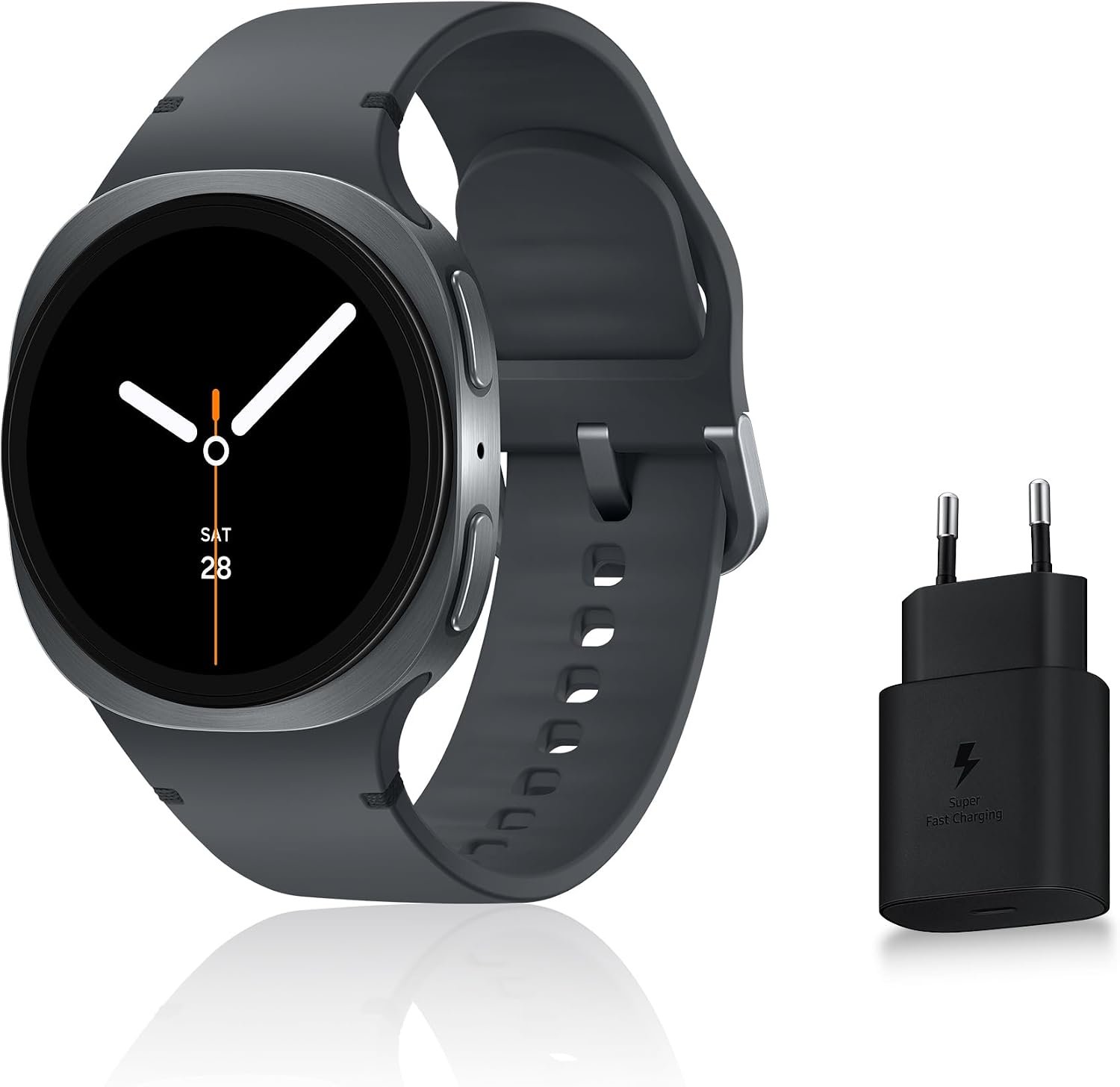 Galaxy Watch8, Montre Connectée, Coach Running, Coach Sommeil, Galaxy AI, Bluetooth, 40mm, Graphite, Chargeur Secteur Rapide 25W Inclus, Version FR