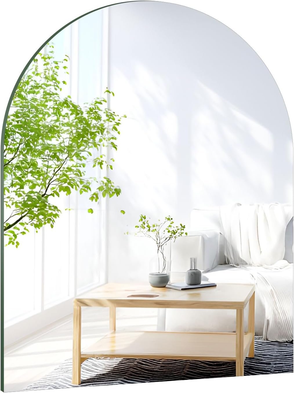Miroir mural 50 x 40 cm à coller pour mur, autocollant sans cadre, miroir en verre HD pour salle de bain