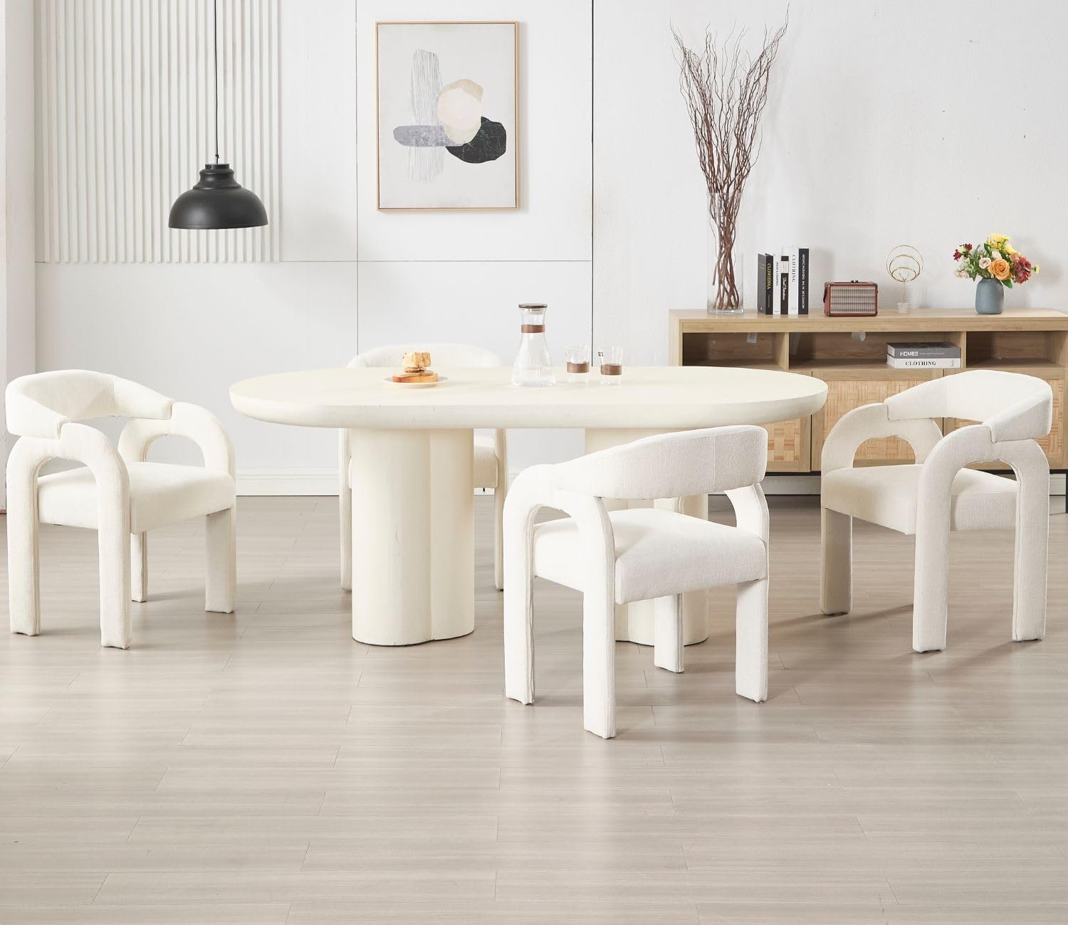 Chaise de Salle à Manger en Chenille Chaise de Cuisine Lot de 2 avec Dossier Incurvé
