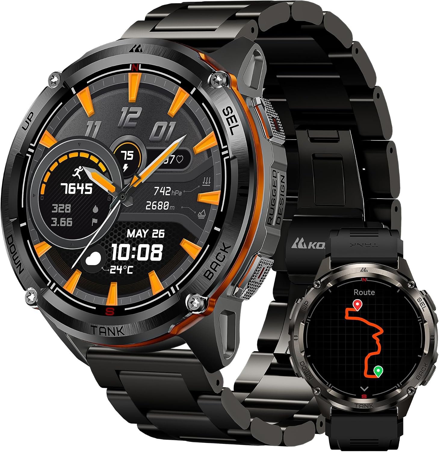 Montre Connectée Homme, GPS, Étanche 5 ATM & IP69K