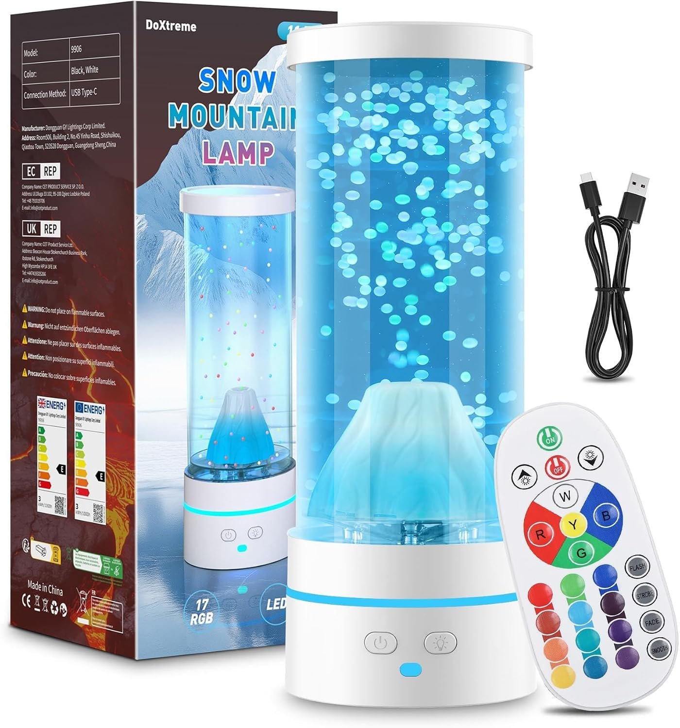 Lampe à Volcan pour Enfants, LED Veilleuse Lampe Volcan avec 17