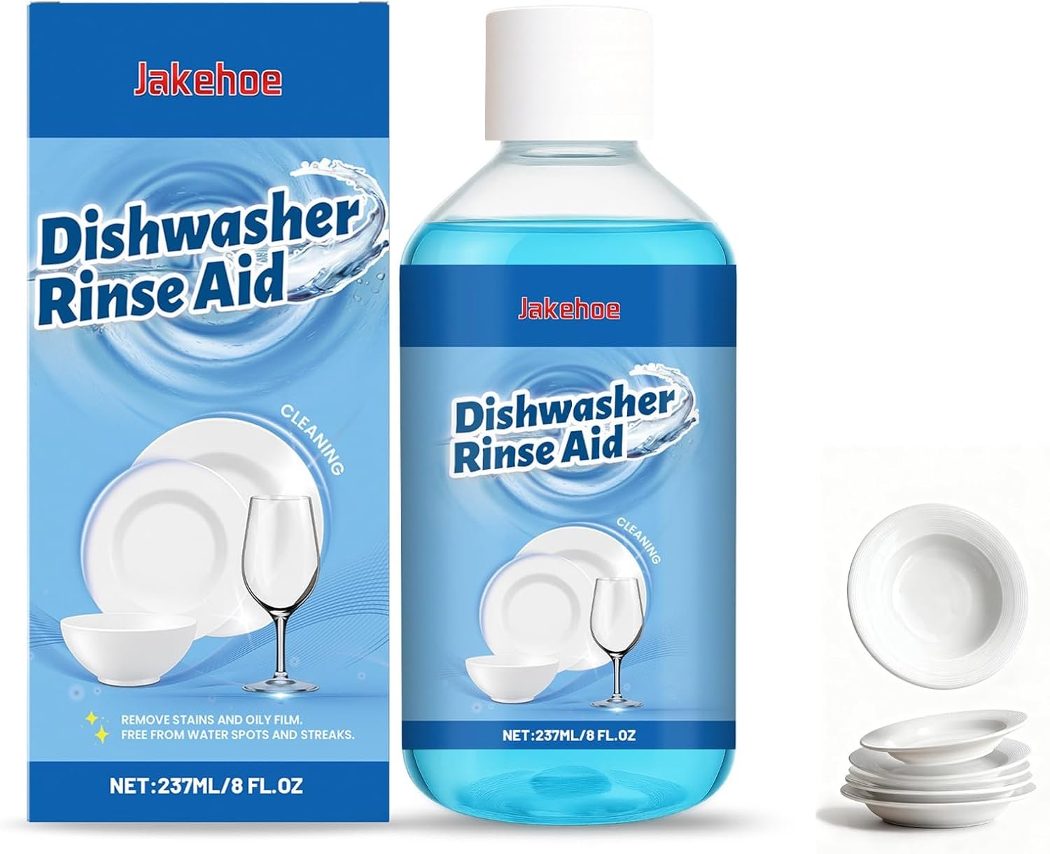 Liquide de Rincage Lave Vaisselle, Liquide Vaisselle pour Lave Vaisselle, Contre le Calcaire et la Graisse, Donne de la Brillance à la Vaisselle, Facilite le Séchage, 237ml