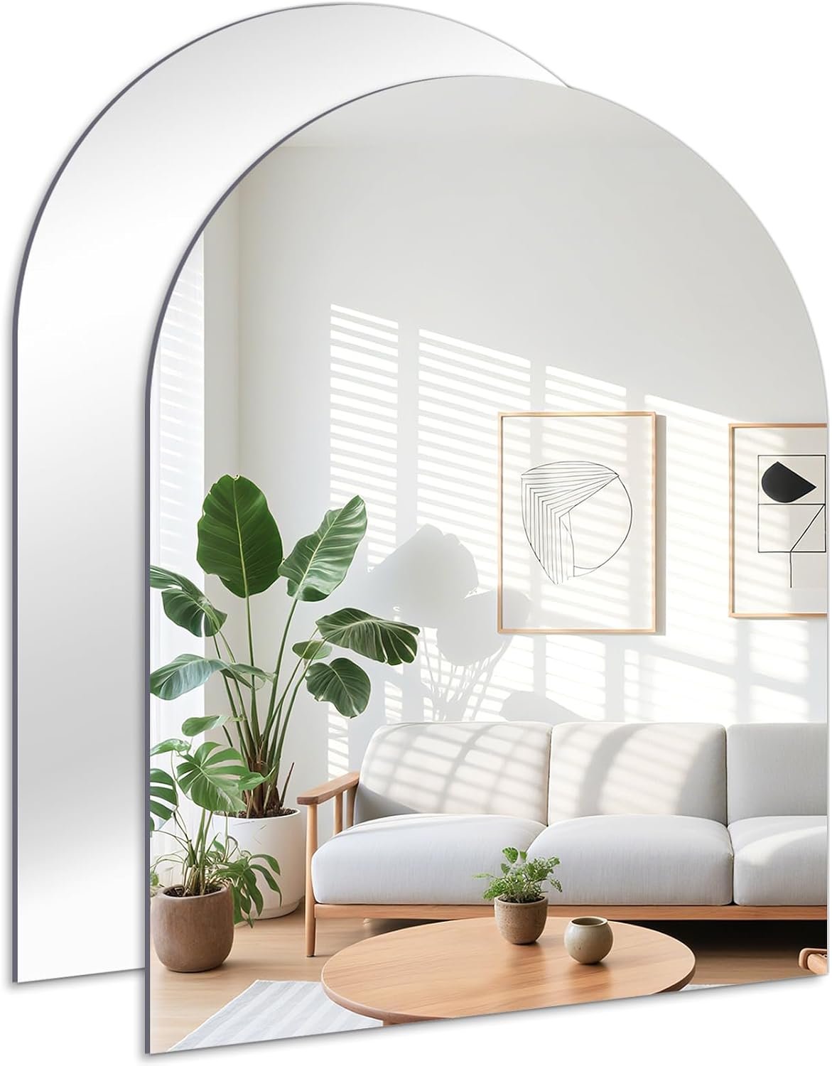 Miroir Mural Adhesif Arqué Miroir Autocollant Miroir Adhésif 40 x 30 cm