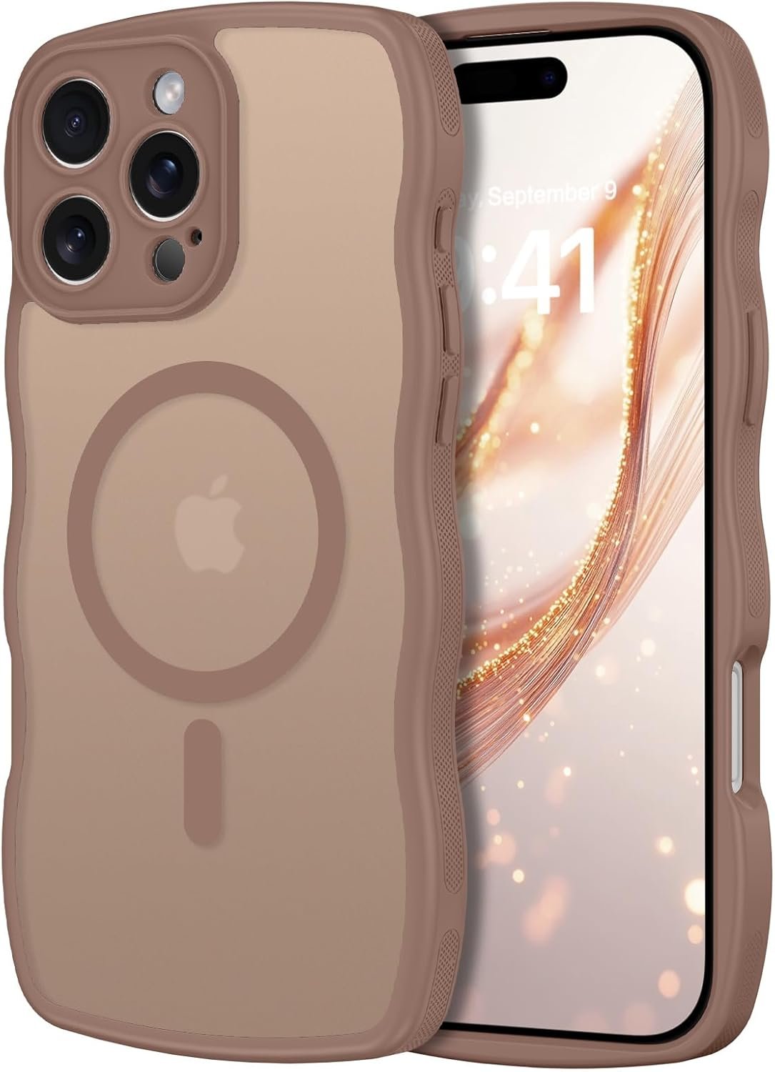 Telaso Coque Magnétique pour iPhone 16 Pro Max, 6,9 Pouces, Compatible avec MagSafe, Protection Complète de l'appareil Photo(Brun)