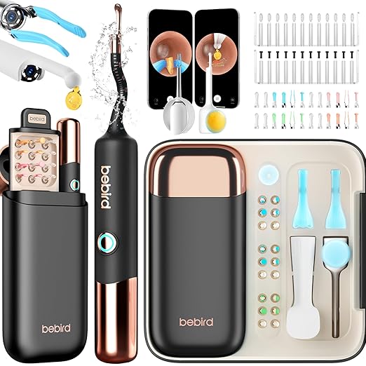 Earsight Ultra Camera Oreille Nettoyage - Otoscope oreille Flexible et Lumière - Kit d'ear cure (cure-oreille, pince à cérumen, goutteur) pour examen ORL à domicile - Adultes & Enfants