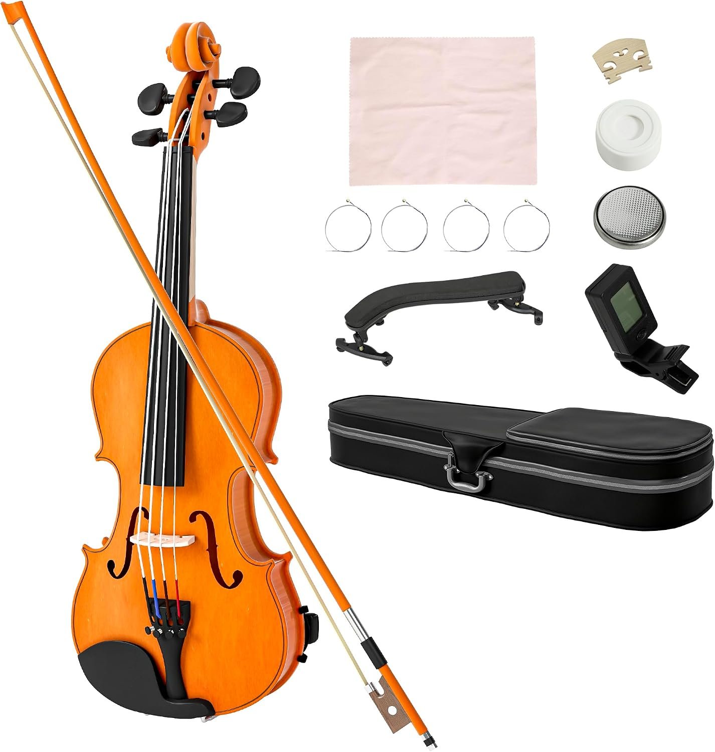 Violon 4/4 Ensemble Bois Massif pour Adultes et Débutants Marron