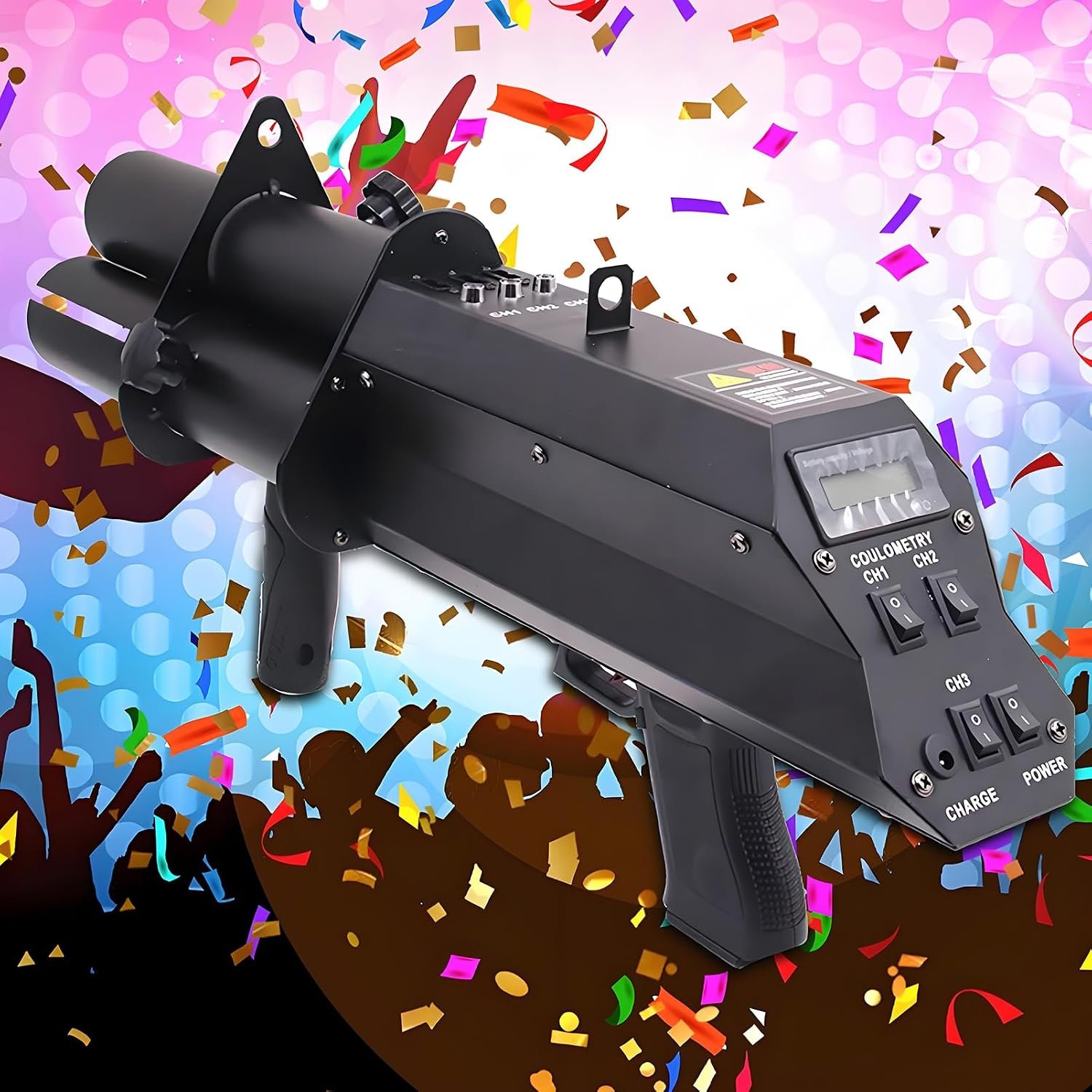 Machine à Confettis Électrique Professionnelle à 3 Canons – Lanceur Portable Rechargeable – Portée 8 à 10 m