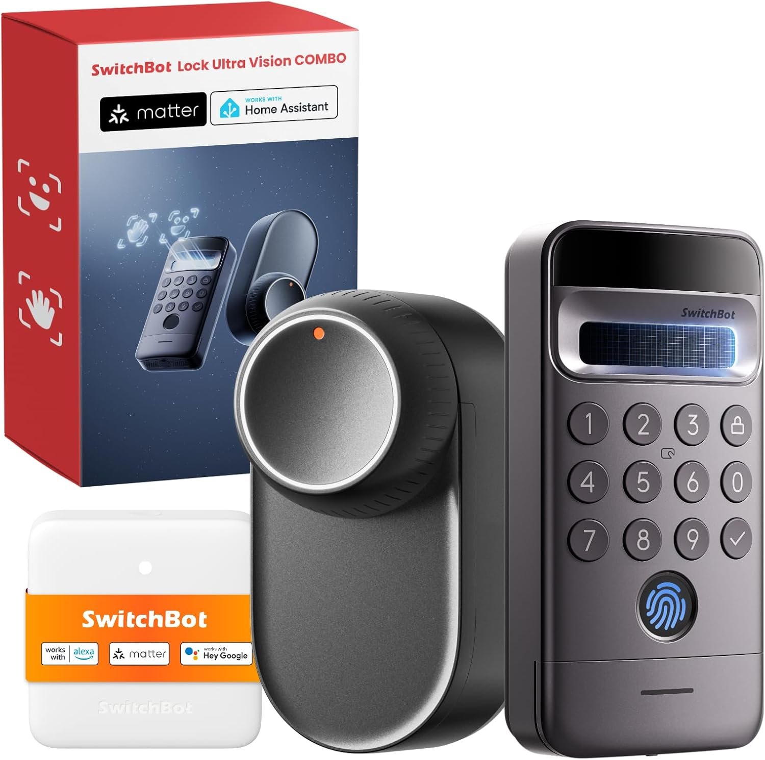 Serrure Ultra connectée WiFi avec Keypad Vision Pro, reconnaissance faciale 3D & veines de la paume, déverrouillage sans contact,