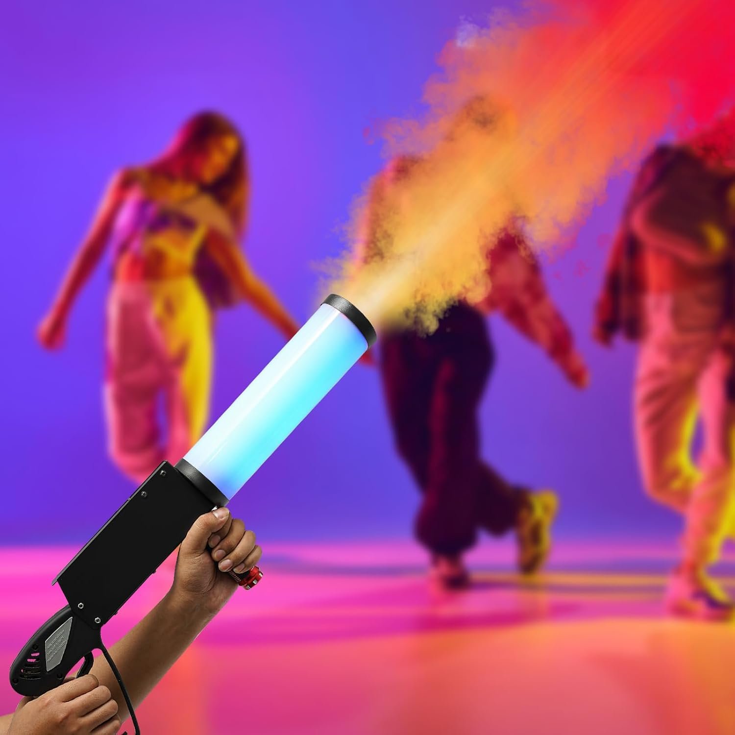 Canon à CO₂ Portable 25W avec LED RGB – Pistolet Jet de Fumée DJ & Scène – Portée 5 à 10 m – Tuyau Haute Pression 3 m