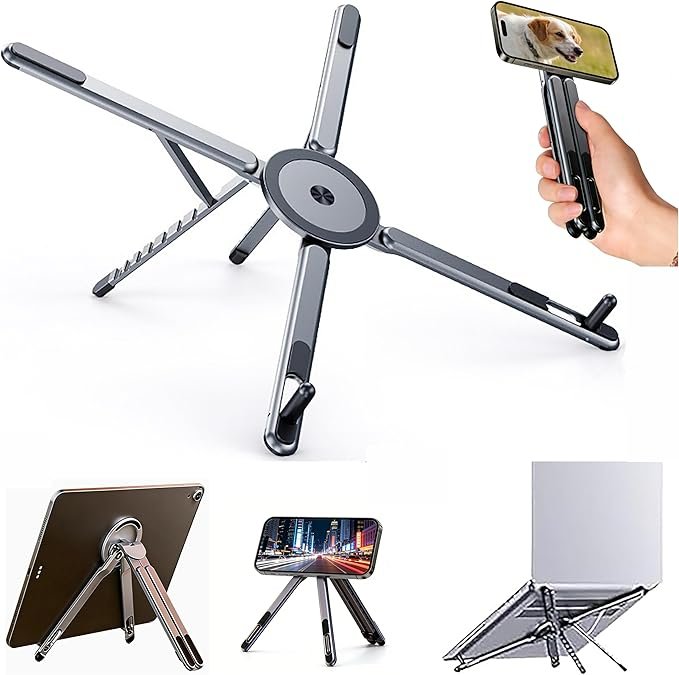 Support PC Portable Réglable Pliable Tablette Réglable Aluminium Support Téléphone,Refroidissement Rapide,8 Niveaux de Hauteur,Compatible MacBook Air,iPad,Surface,Galaxy, adapté aux appareils 4-17"